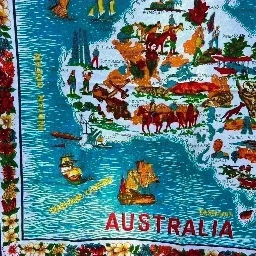Vintage Australia Map Wall Hanging Tapestry Art